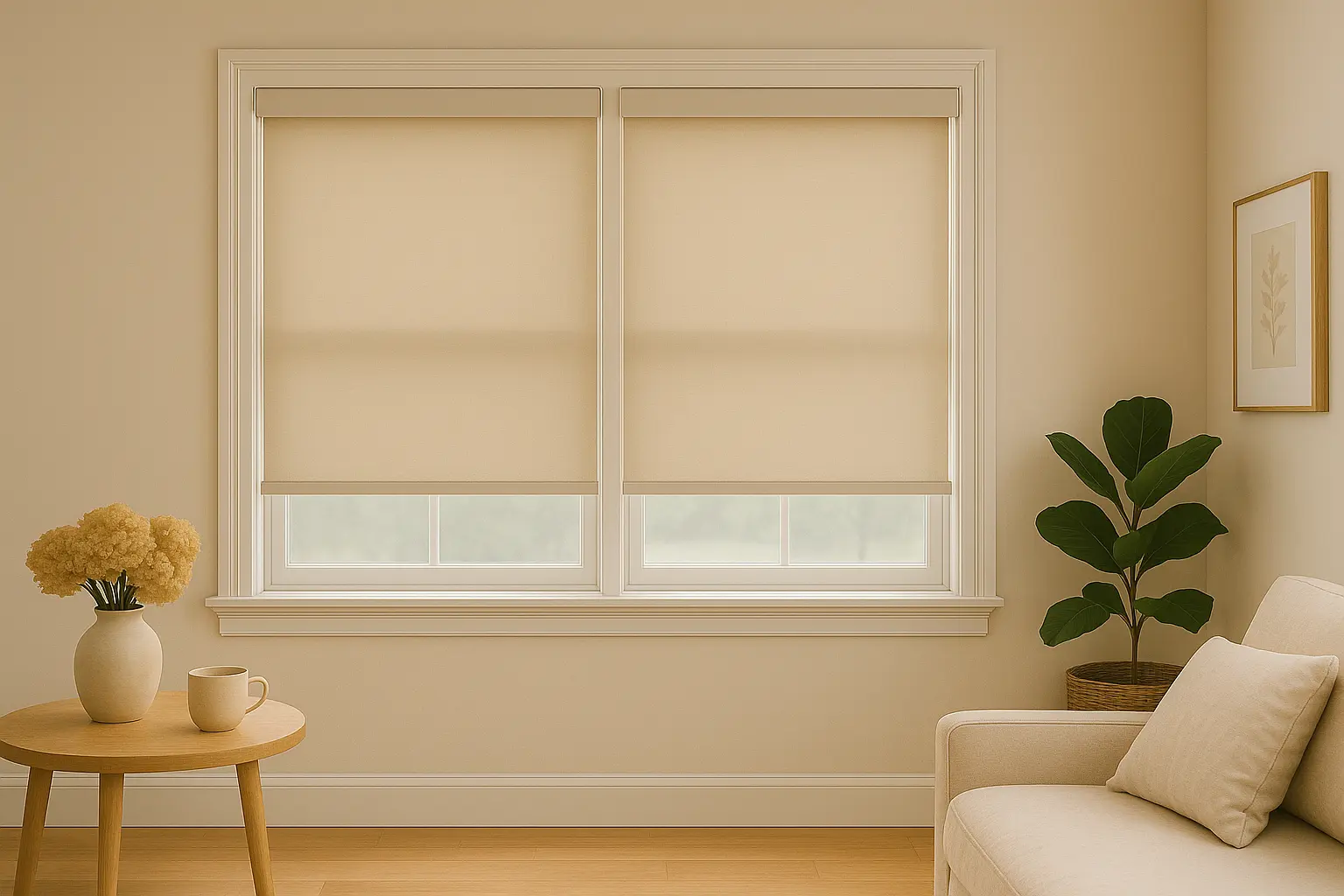 Minimal custom roller shades in a Markham room