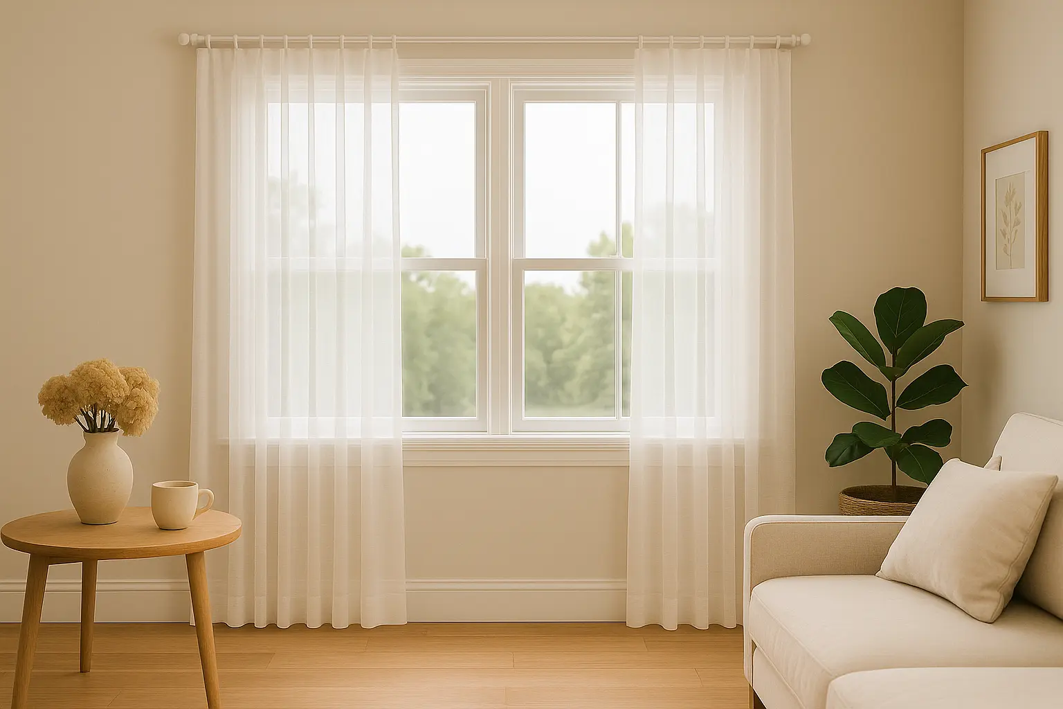 Sheer curtains softly filtering daylight in a Markham home