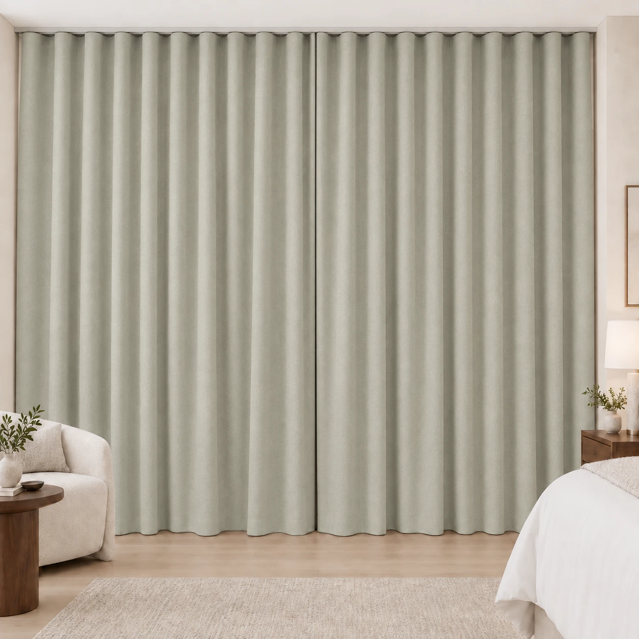 Pale Greige Silk Touch hotel blackout curtains, fabric 16803-02