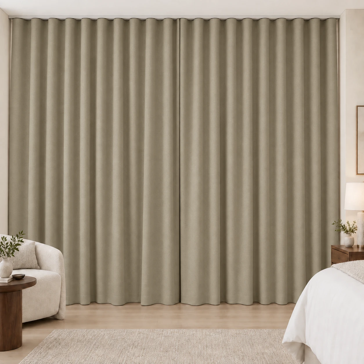 Warm Taupe Silk Touch hotel blackout curtains, fabric 16803-07