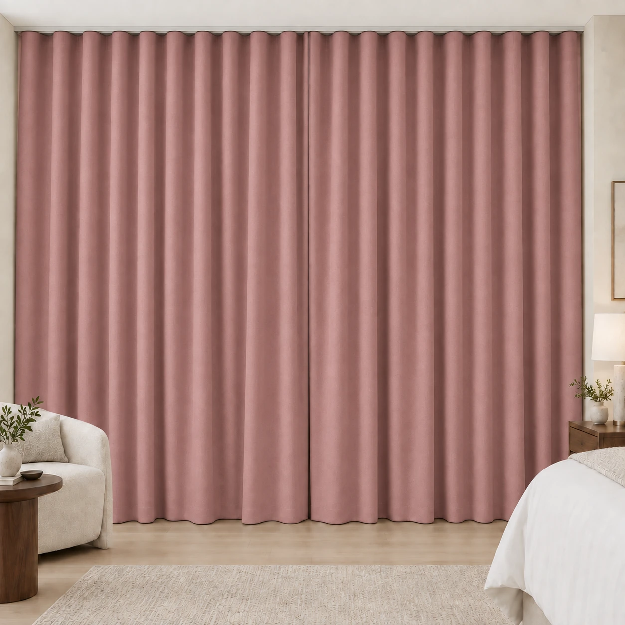Dusty Rose Silk Touch hotel blackout curtains, fabric 16803-16