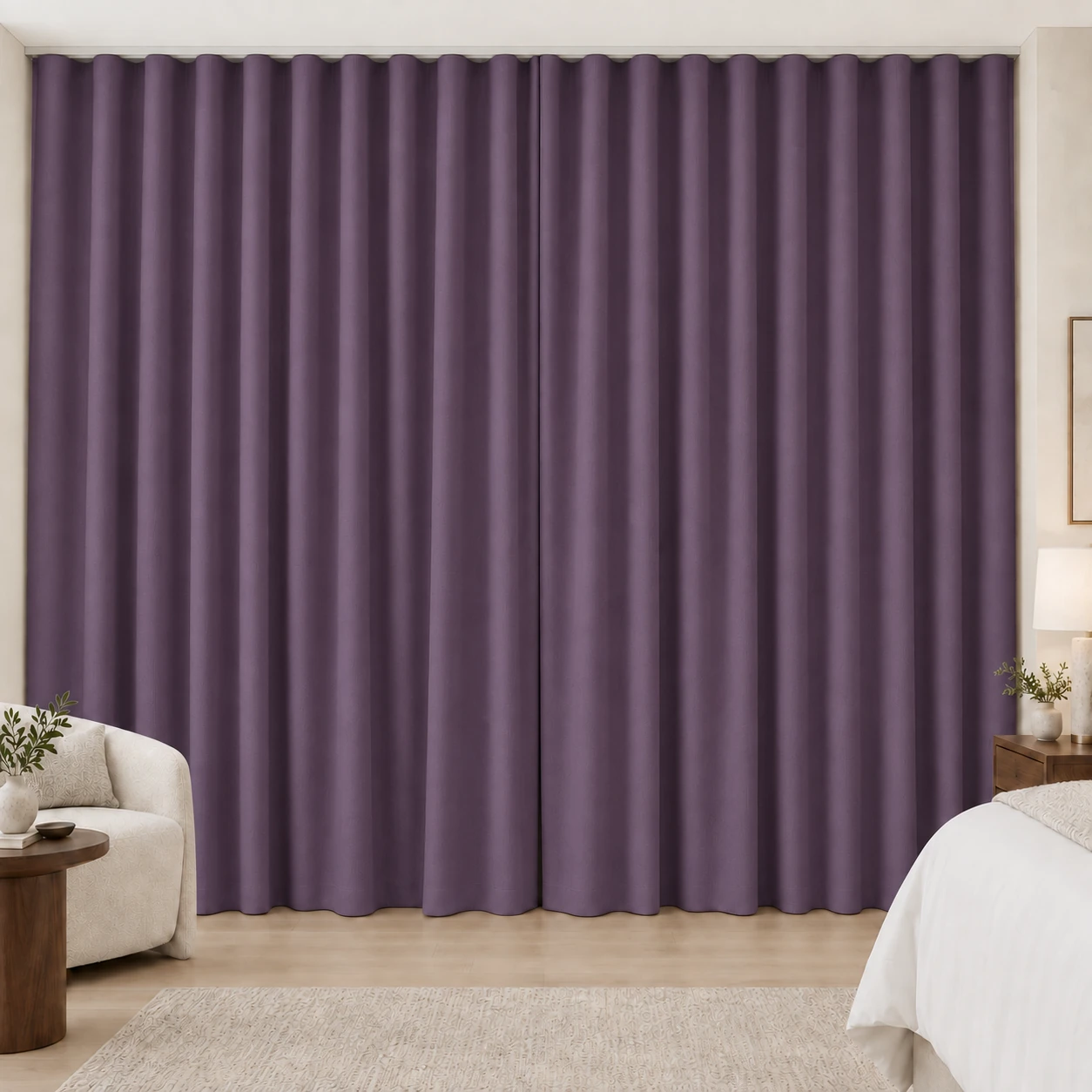 Plum Silk Touch hotel blackout curtains, fabric 16803-17