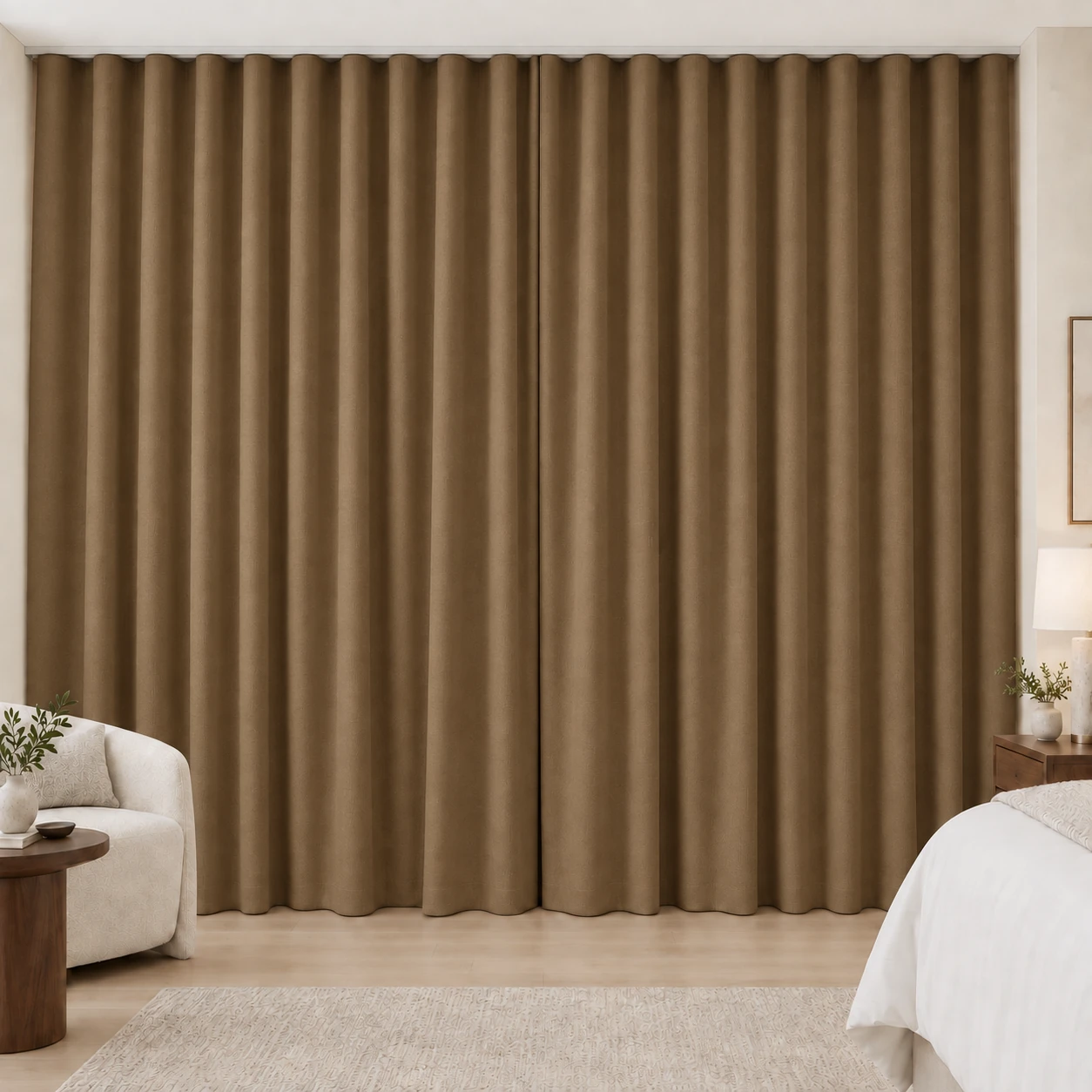Cognac Silk Touch hotel blackout curtains, fabric 16803-18