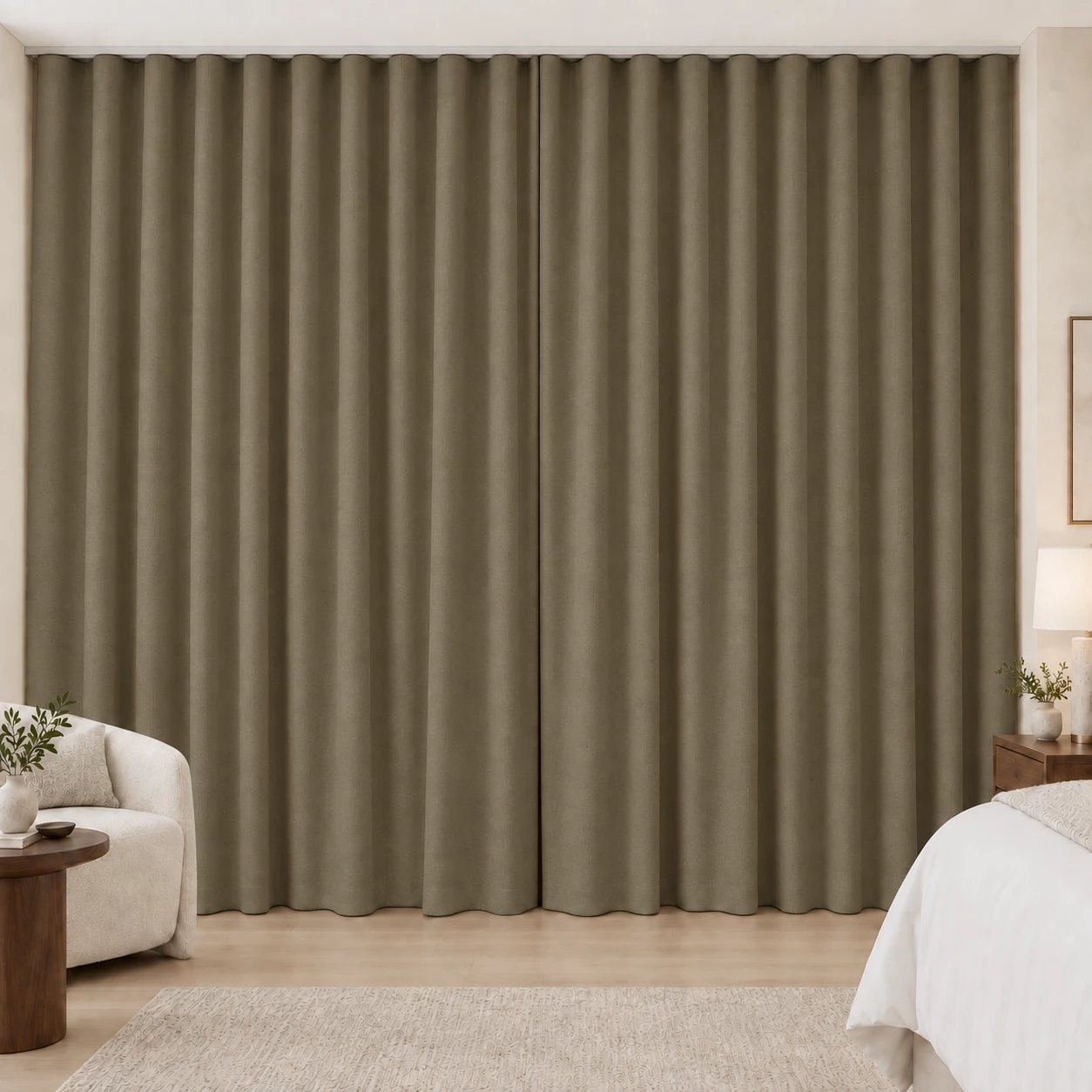 Dark Taupe Silk Touch hotel blackout curtains, fabric 16803-21