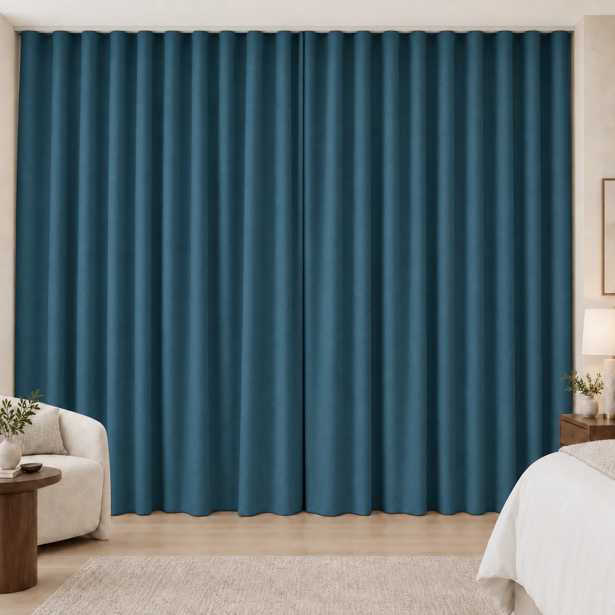 Peacock Teal Silk Touch hotel blackout curtains, fabric 16803-22