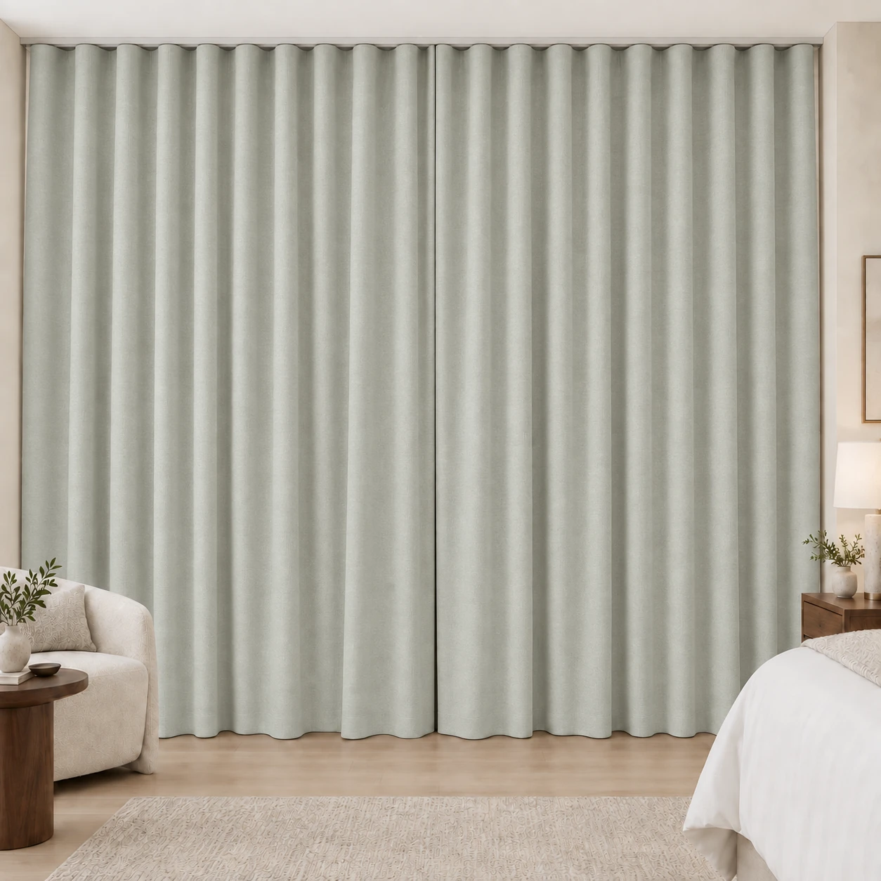 Silver Mist Silk Touch hotel blackout curtains, fabric 16803-24