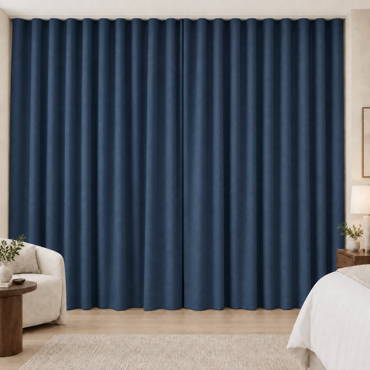 Marine Blue Silk Touch hotel blackout curtains, fabric 16803-26