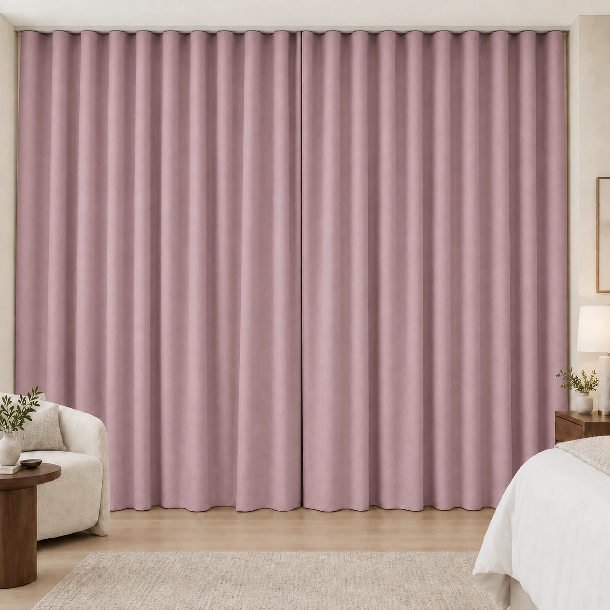 Mauve Rose Silk Touch hotel blackout curtains, fabric 16803-27