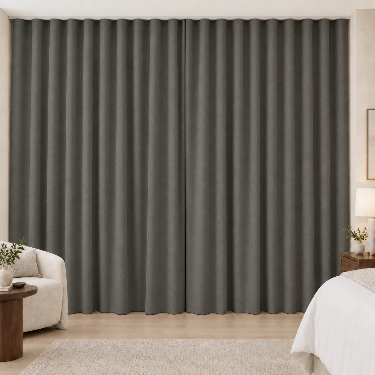 Graphite Silk Touch hotel blackout curtains, fabric 16803-28