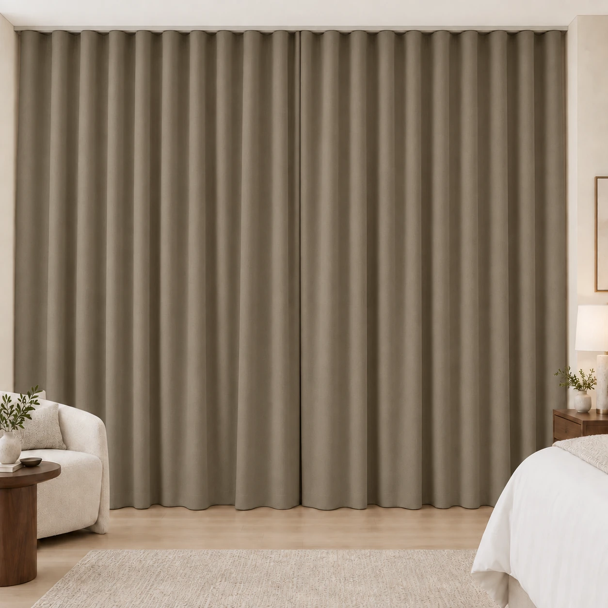 Cocoa Taupe Silk Touch hotel blackout curtains, fabric 16803-32