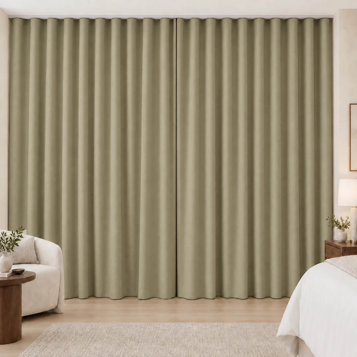 Khaki Silk Touch hotel blackout curtains, fabric 16803-36