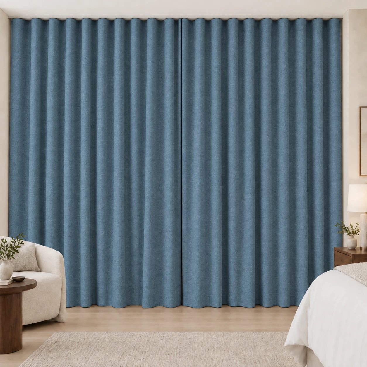 Ocean Blue Elegance Weave hotel blackout curtains, fabric 16907-02