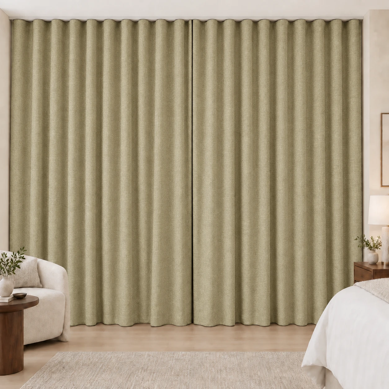 Champagne Gold Elegance Weave hotel blackout curtains, fabric 16907-03