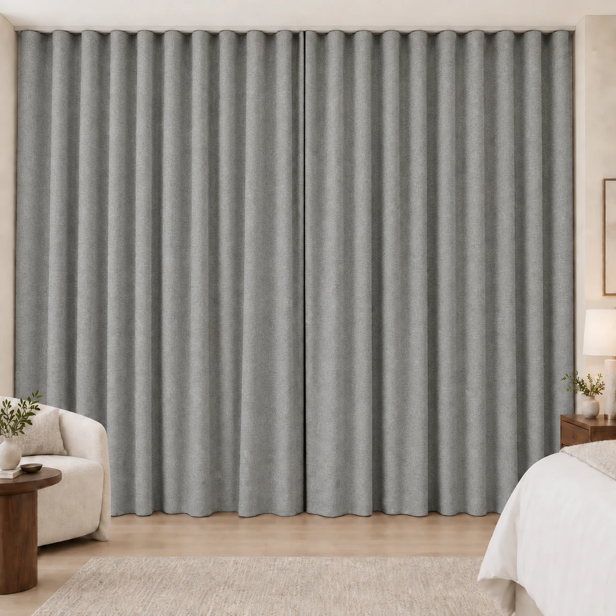 Pearl Grey Elegance Weave hotel blackout curtains, fabric 16907-05