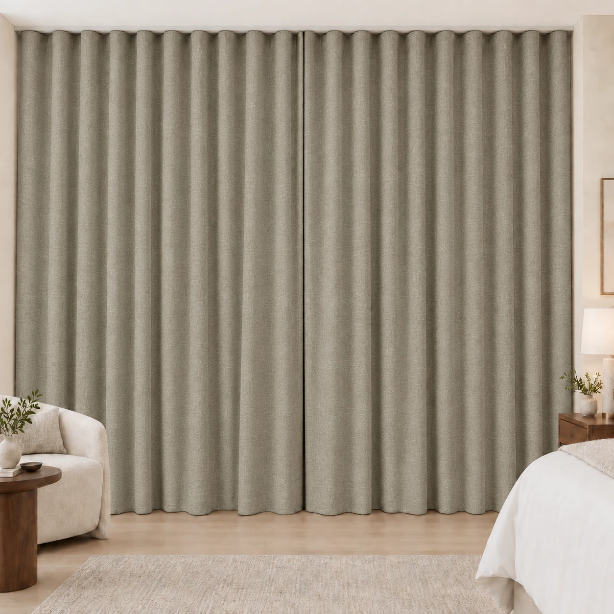Natural Linen Elegance Weave hotel blackout curtains, fabric 16907-06
