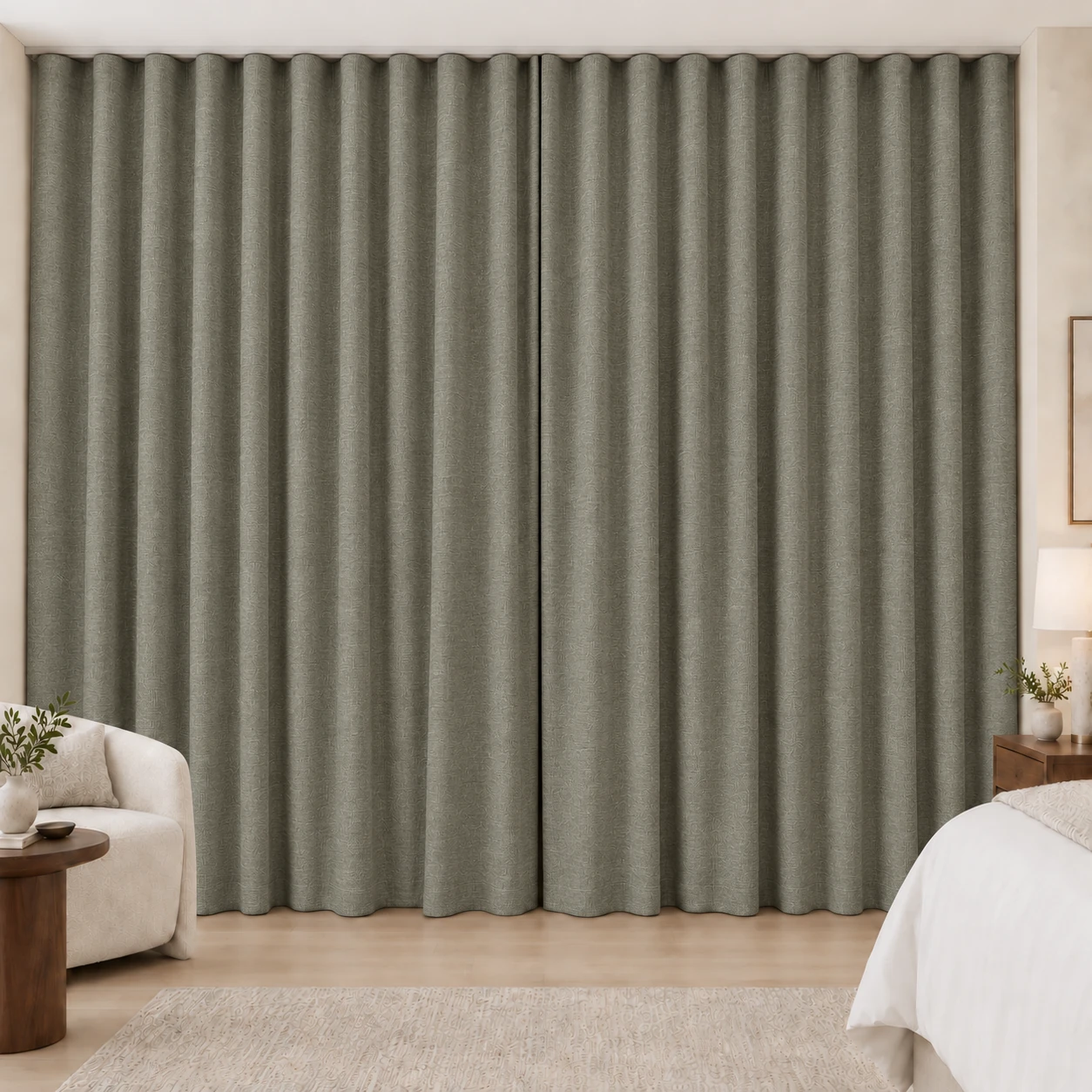 Stone Taupe Elegance Weave hotel blackout curtains, fabric 16907-07