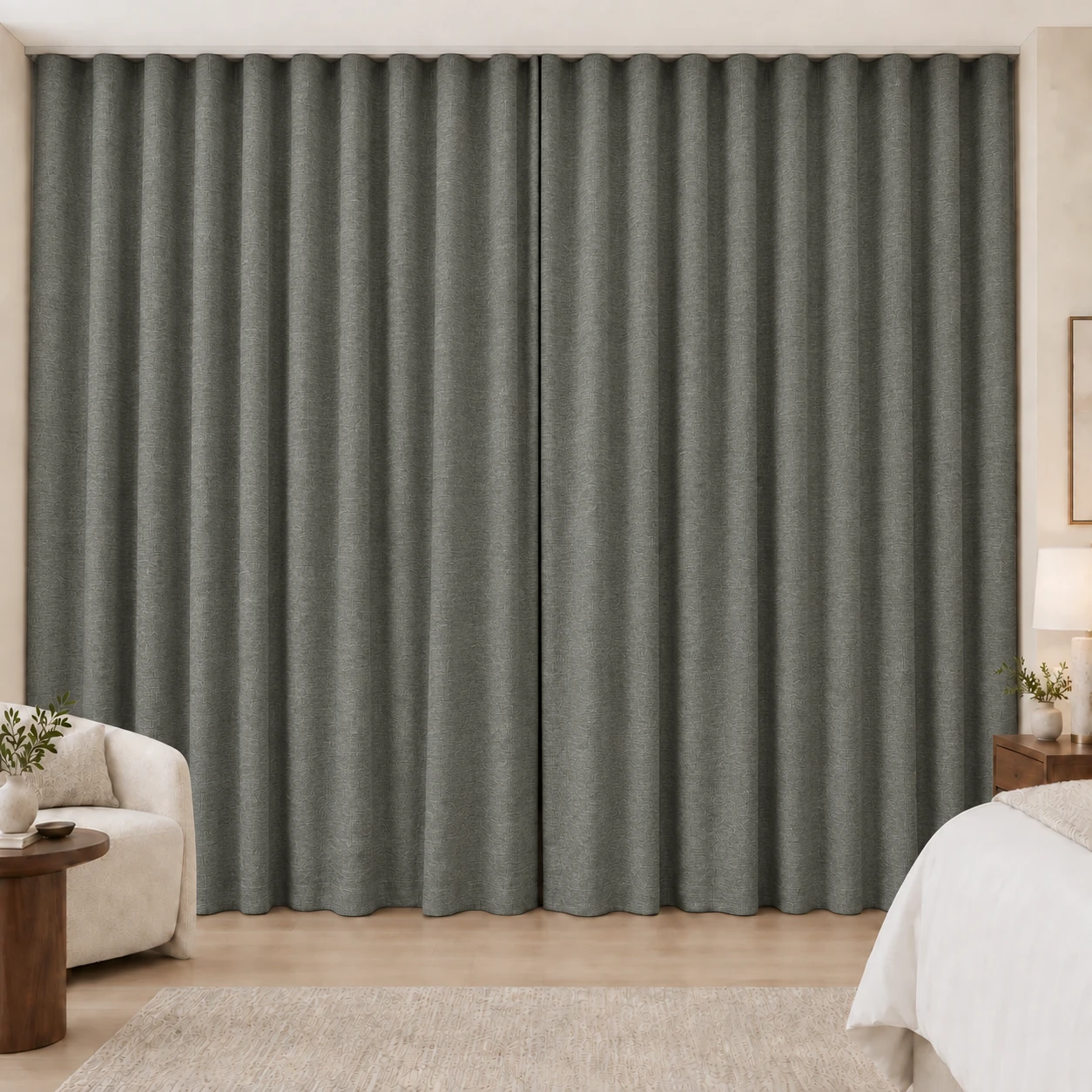 Olive Grey Elegance Weave hotel blackout curtains, fabric 16907-10