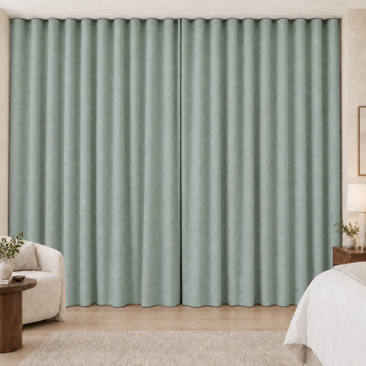Seafoam Elegance Weave hotel blackout curtains, fabric 16907-16