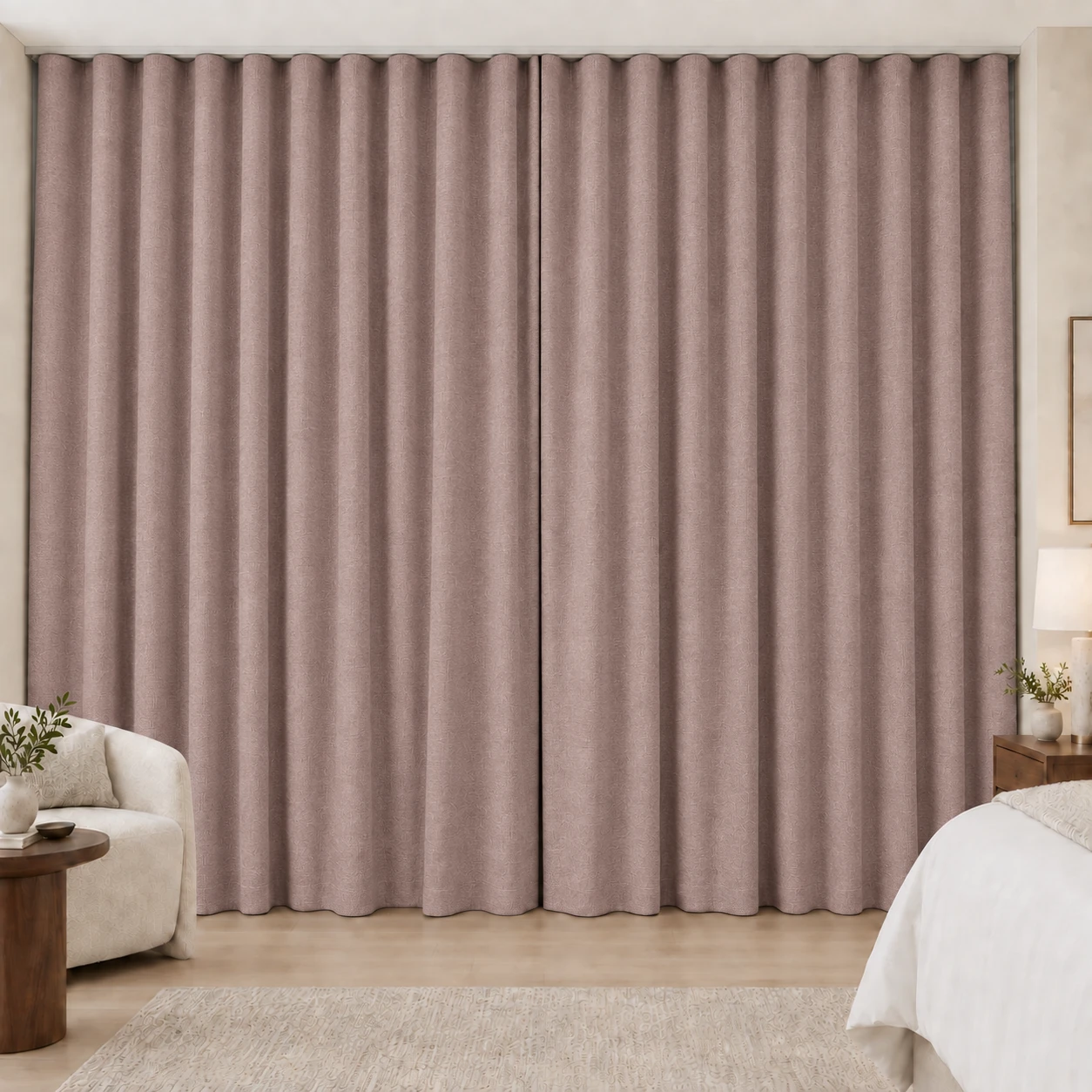 Dusty Rose Elegance Weave hotel blackout curtains, fabric 16907-22
