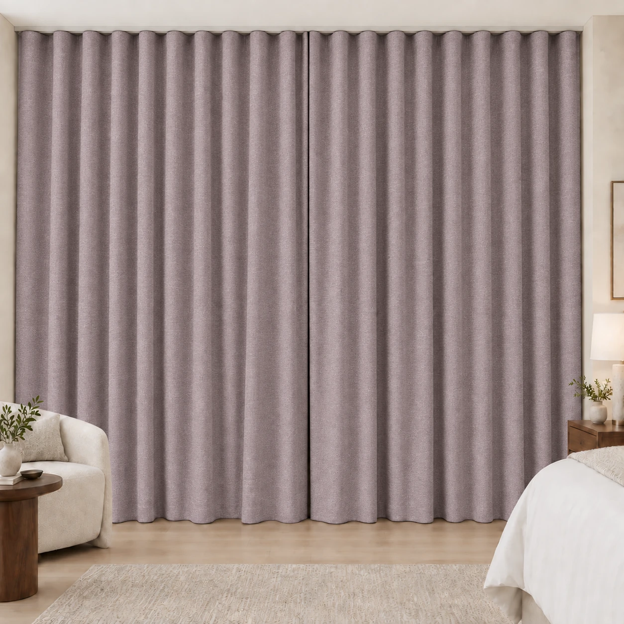 Mauve Elegance Weave hotel blackout curtains, fabric 16907-23