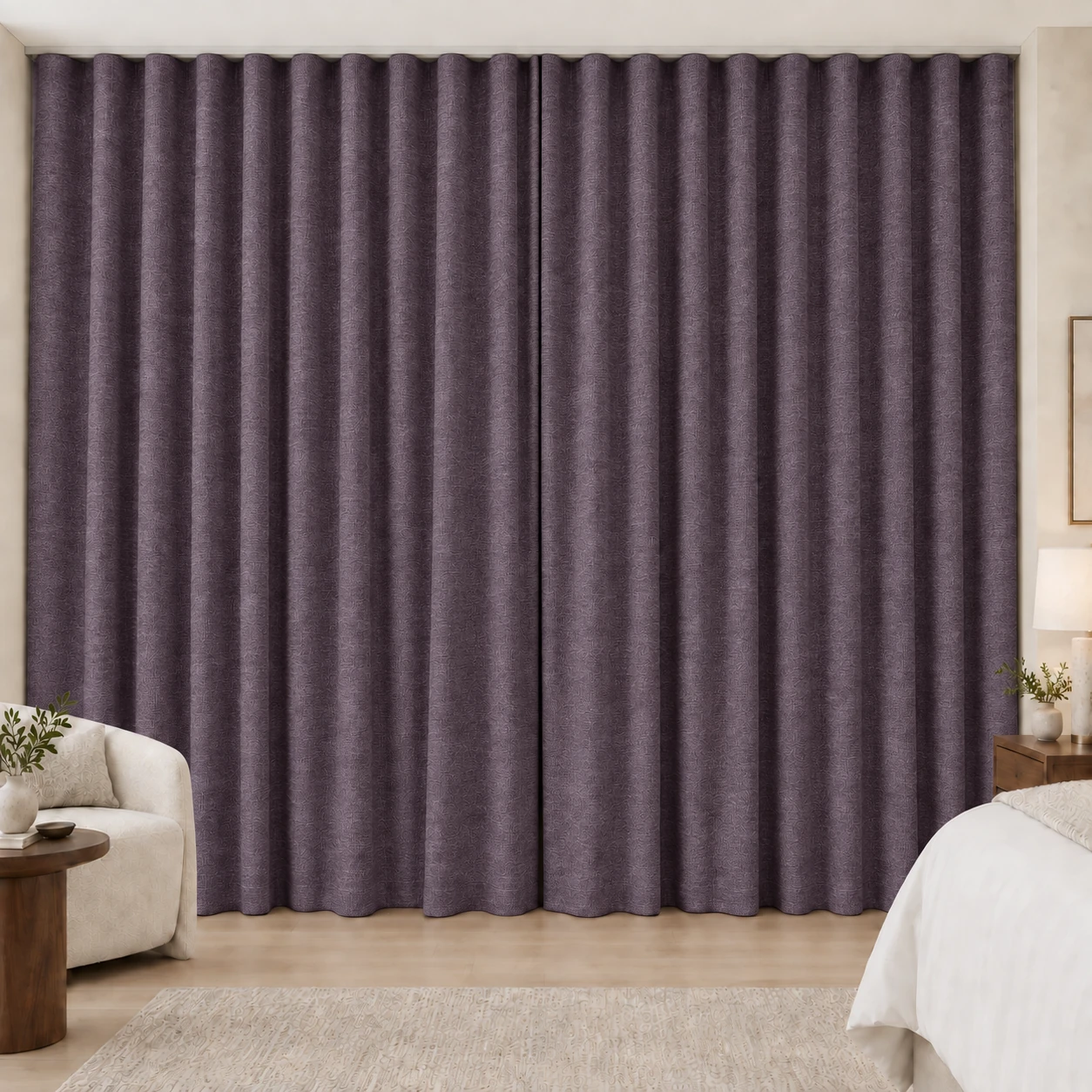 Plum Elegance Weave hotel blackout curtains, fabric 16907-24