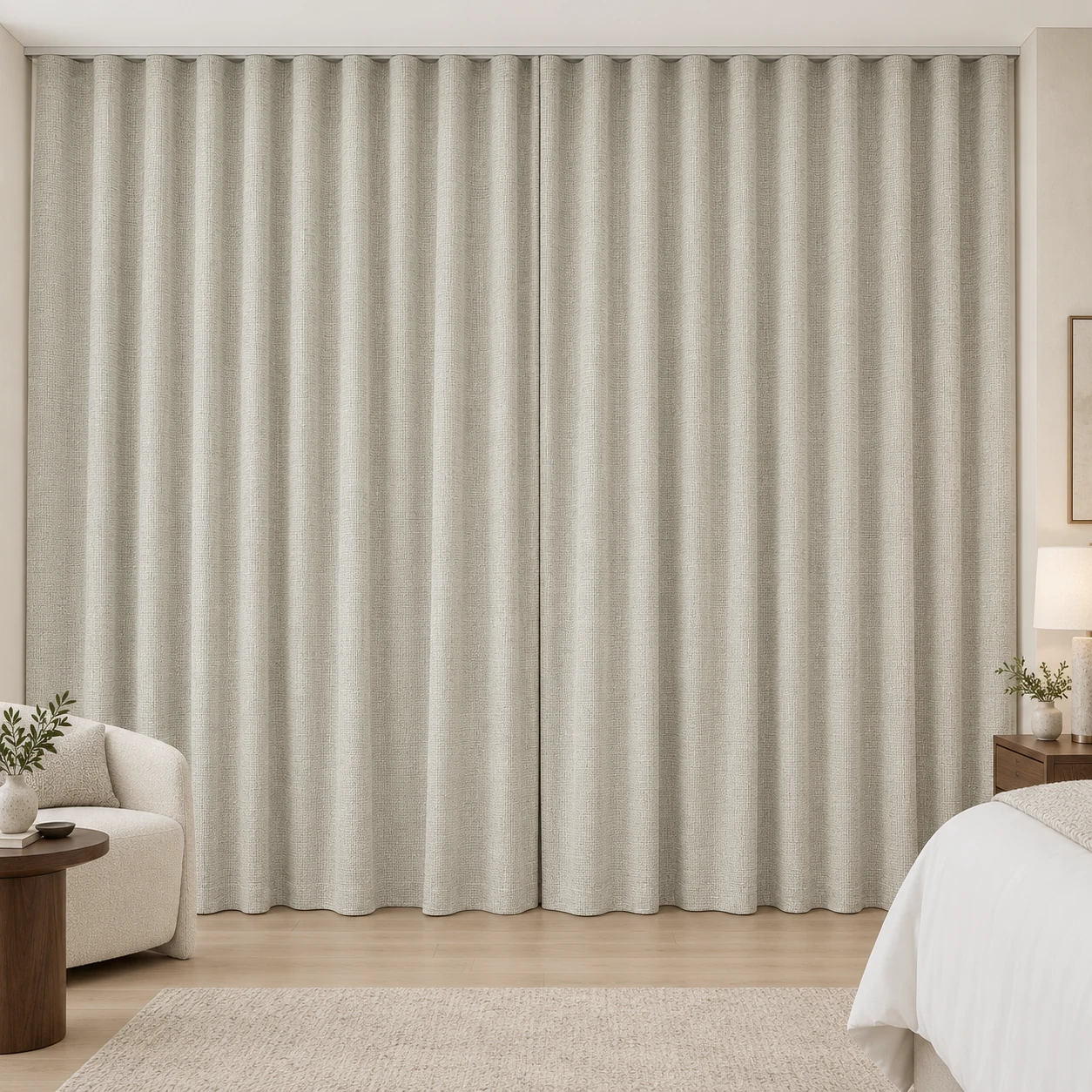 Silver Linen Mousse Weave hotel blackout curtains, fabric 16933-02