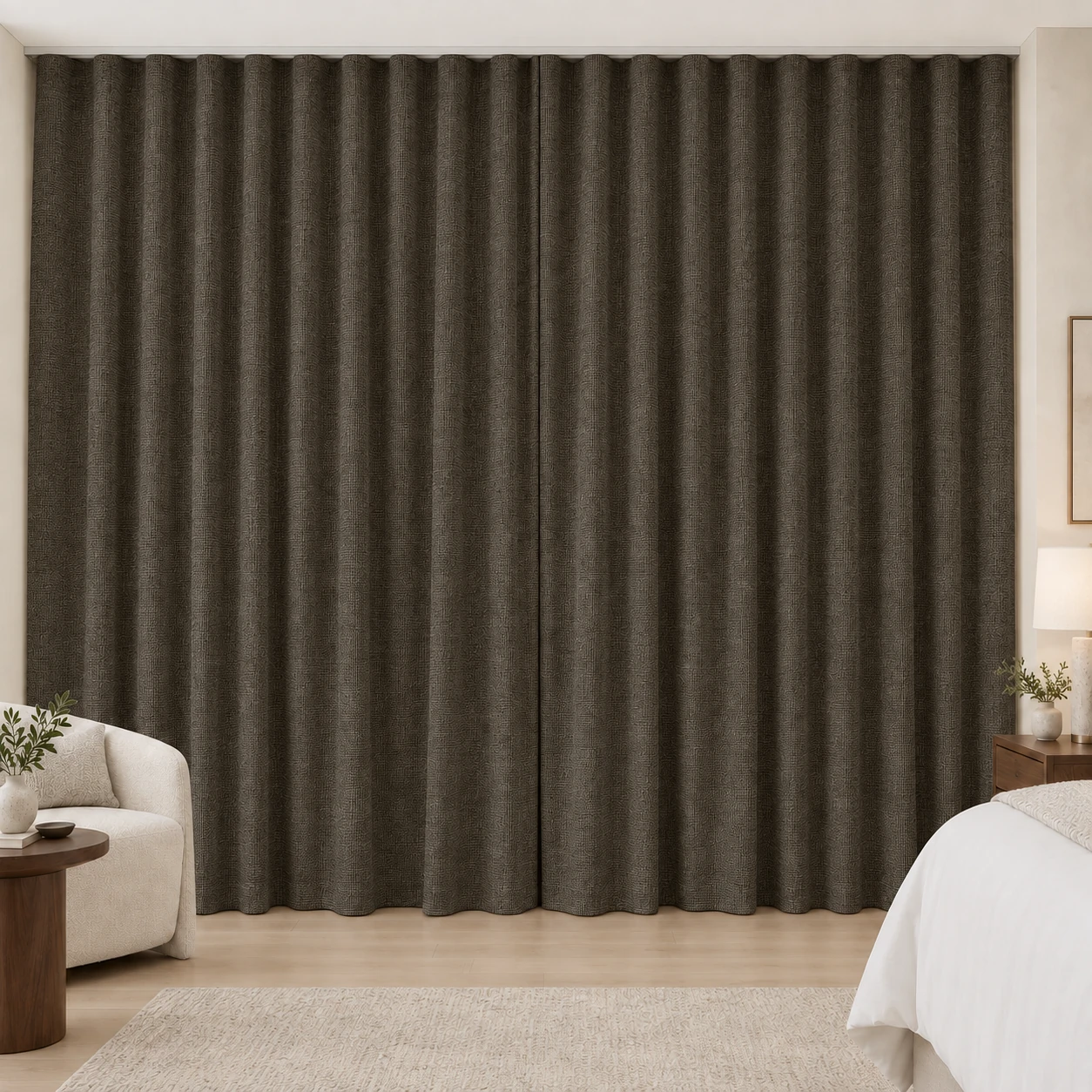 Espresso Mousse Weave hotel blackout curtains, fabric 16933-13