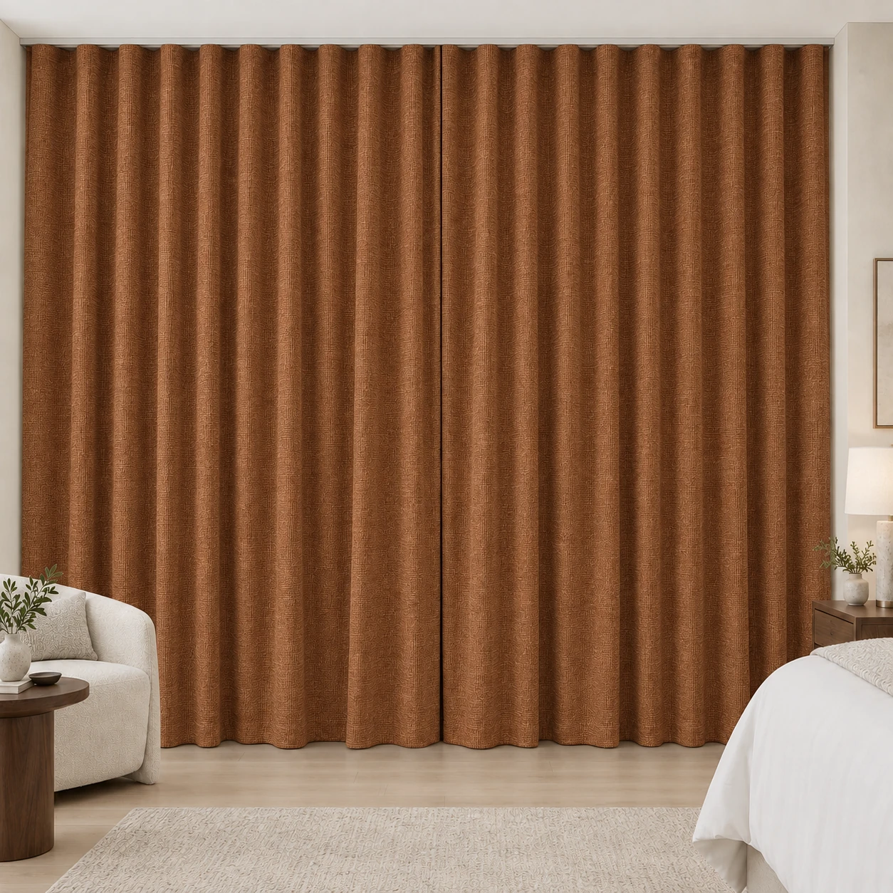 Burnt Orange Mousse Weave hotel blackout curtains, fabric 16933-20