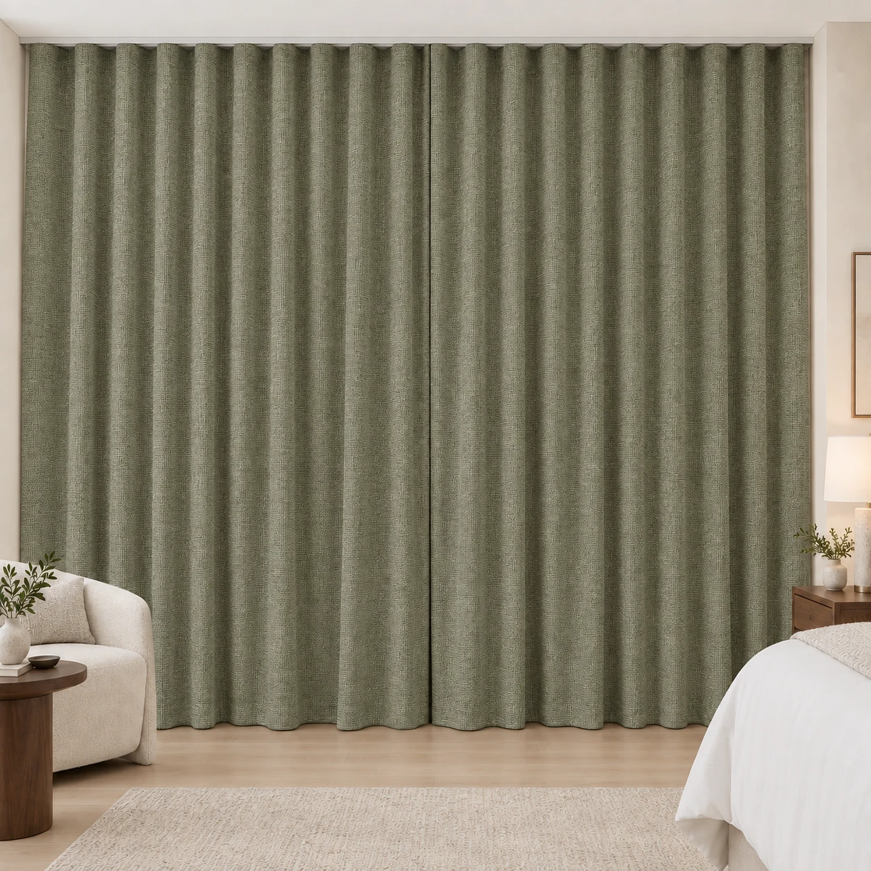 Olive Mousse Weave hotel blackout curtains, fabric 16933-25