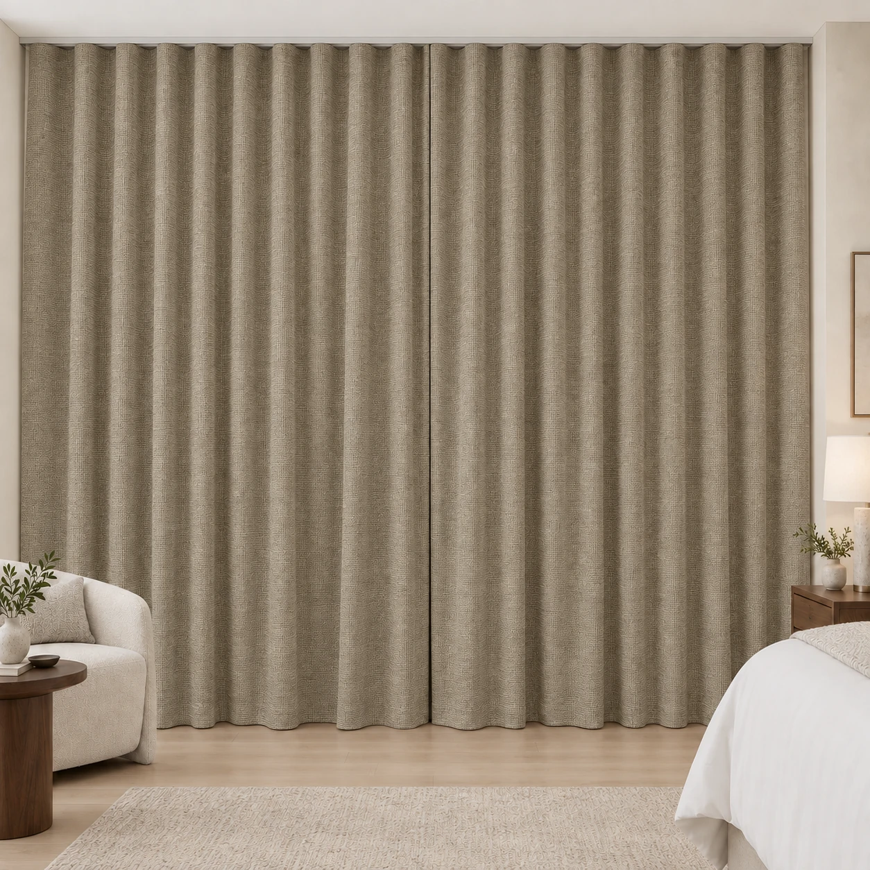 Warm Sand Mousse Weave hotel blackout curtains, fabric 16933-27