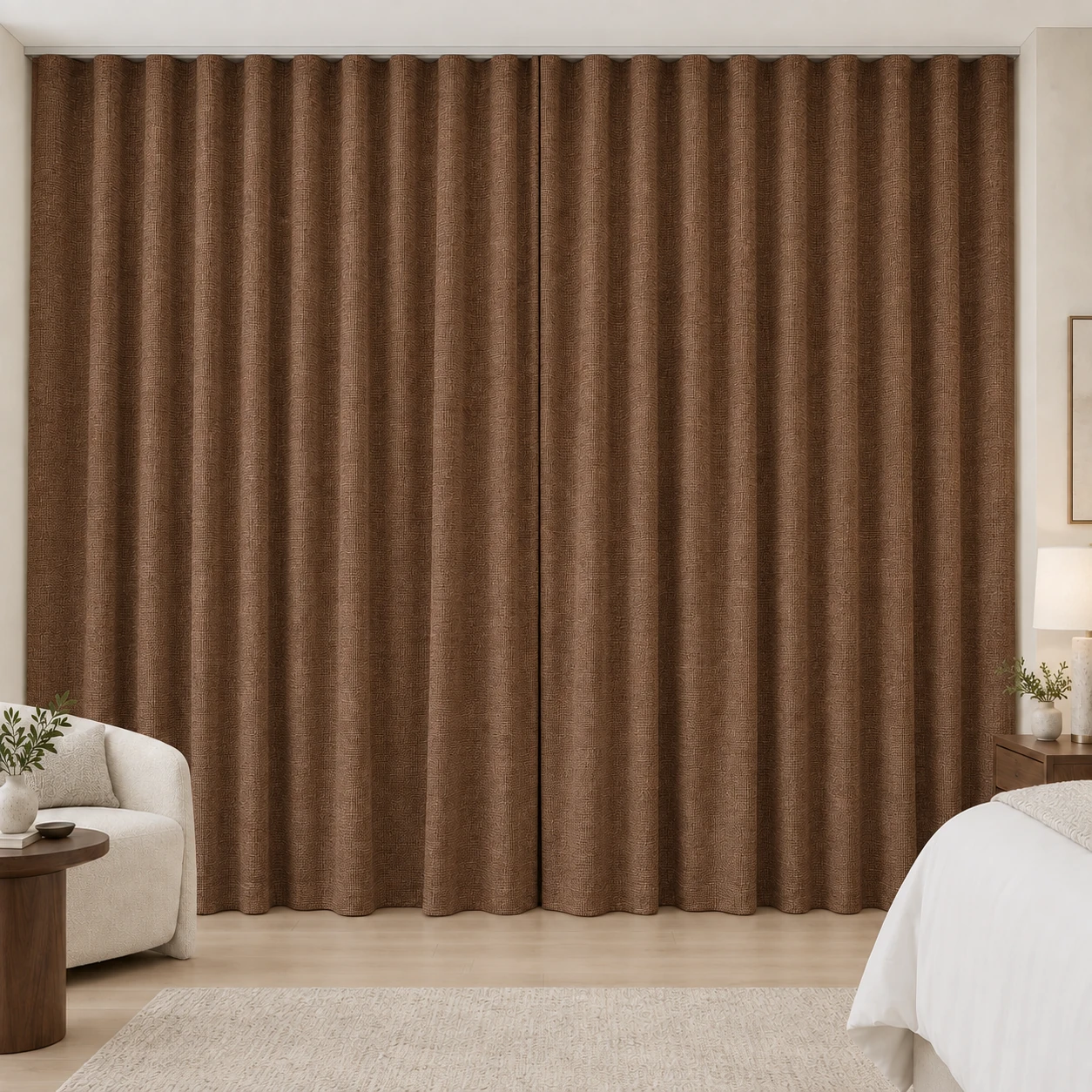 Rust Mousse Weave hotel blackout curtains, fabric 16933-31