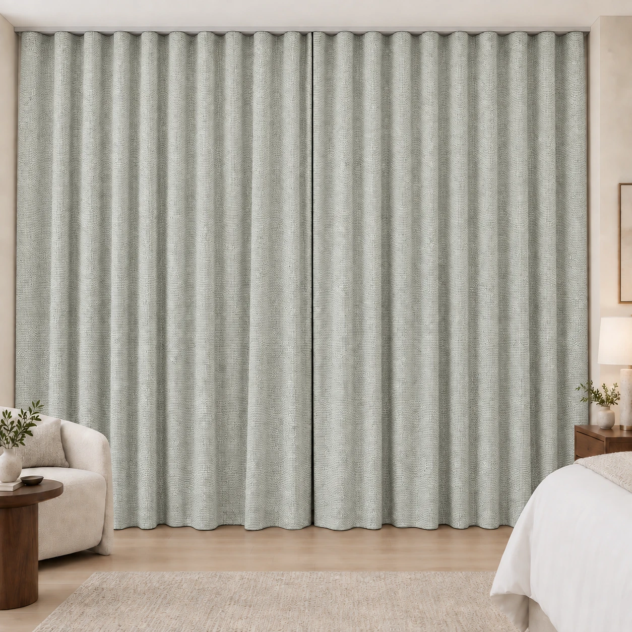 Ivory Coconut Weave hotel blackout curtains, fabric 16950-02