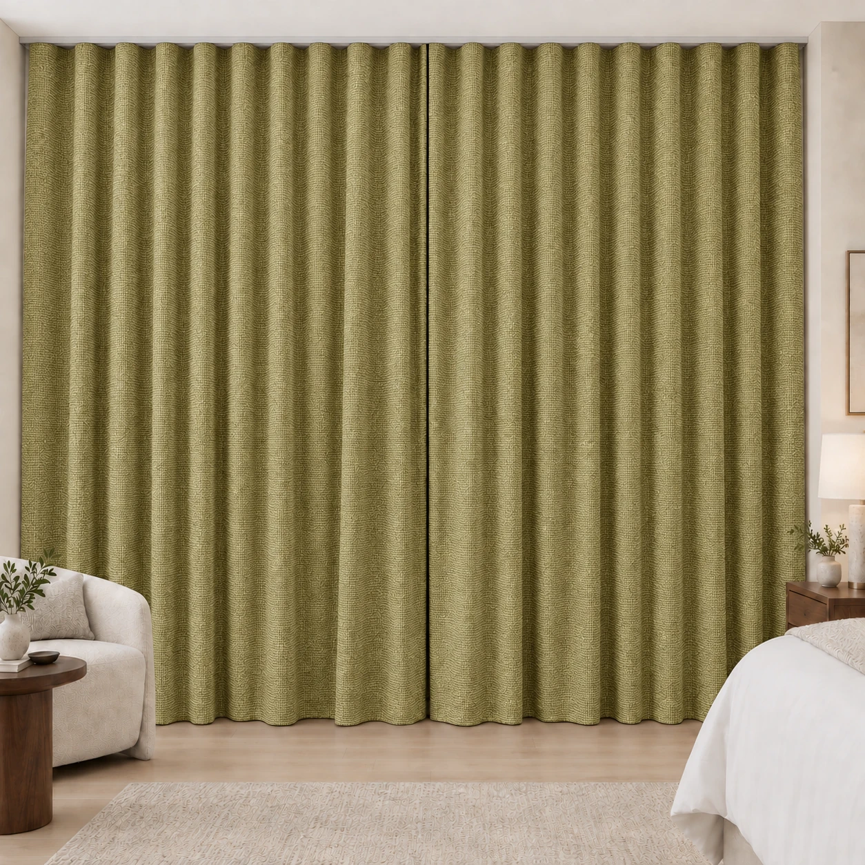 Antique Gold Coconut Weave hotel blackout curtains, fabric 16950-04