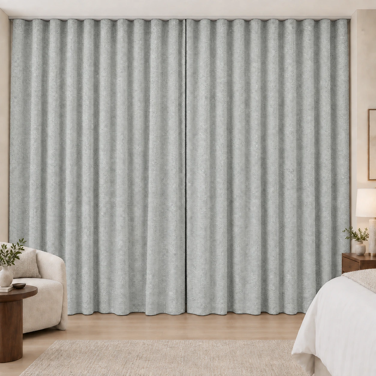 Snow White Coconut Weave hotel blackout curtains, fabric 16950-11