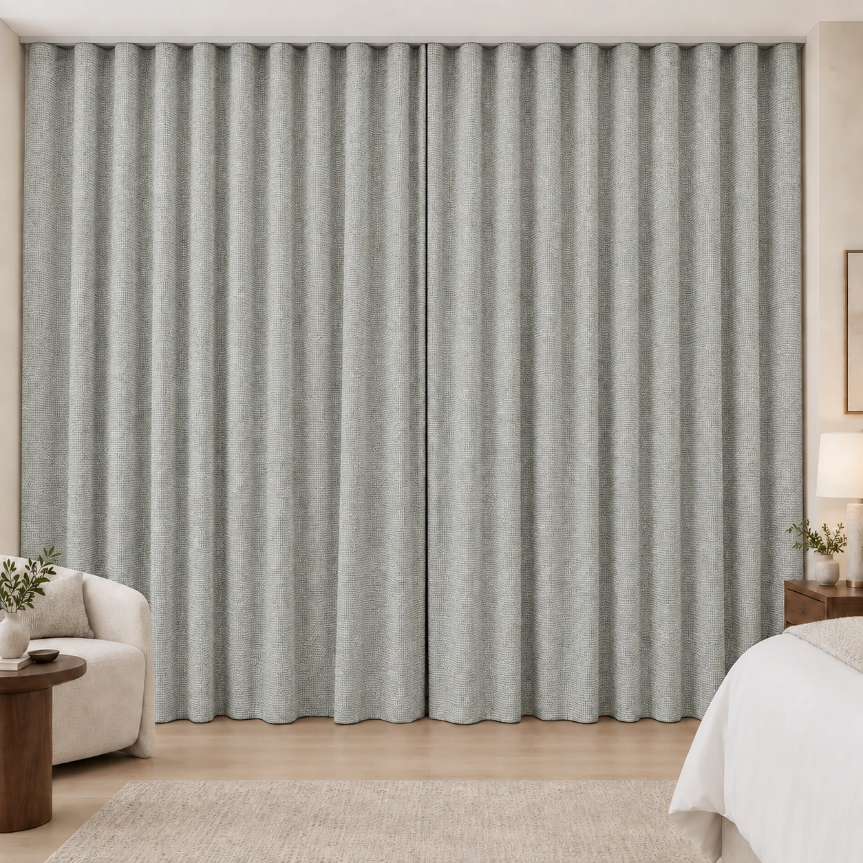 Chalk Coconut Weave hotel blackout curtains, fabric 16950-14