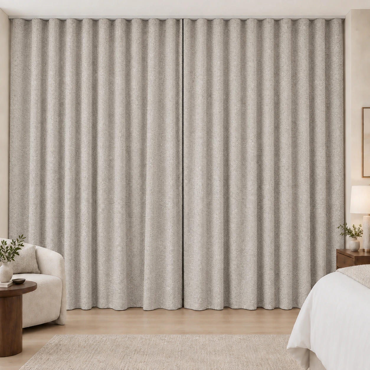 Blush Ivory Coconut Weave hotel blackout curtains, fabric 16950-15